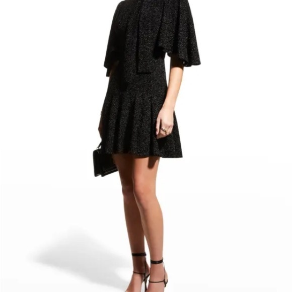 Black Halo 
Coralia Metallic Tie-Neck Mini Dress SZ 10 NWT MSRP $345 SOLD OUT - Picture 3 of 11